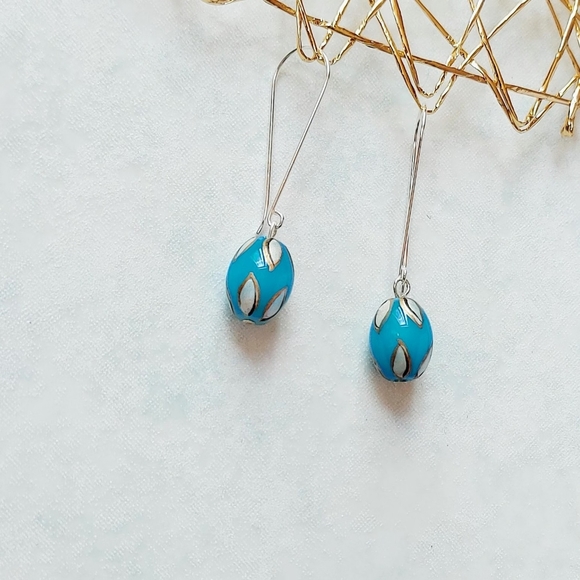 Turquoise Sterling Silver Drop earrings - Picture 1 of 4